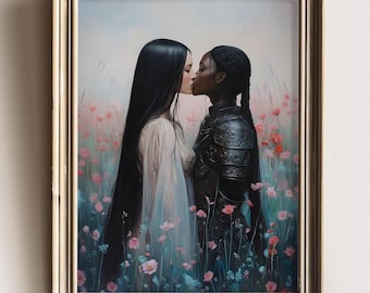 Moody Dark Academia Print - Victorian Lesbian Romance Wall Art