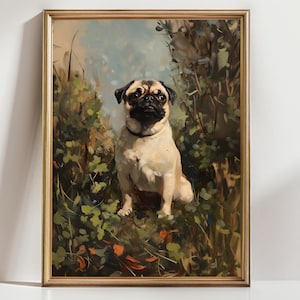 Pug Wall Art Print – Cute Pug Dog Portrait in Nature, Dog Lover Gift, Pet Decor, Pug Home Wall Decor