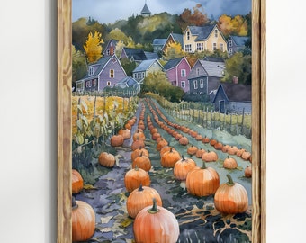 Pumpkin Patch Print, Pumpkin Wall Art, Autumn Wall Art, Fall Home Decor, Halloween Wall Art, Farmhouse Fall Decor
