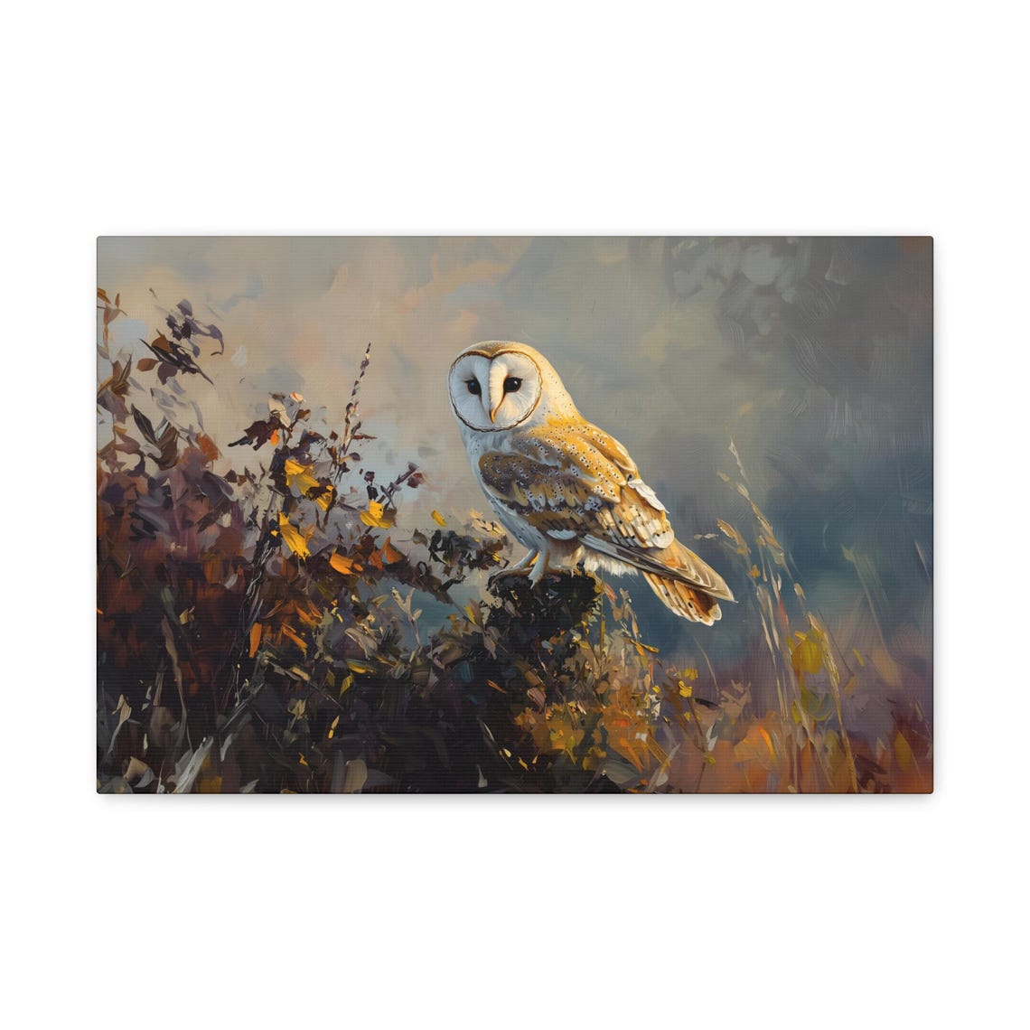 Barn Owl Wall Art – Autumn Wildlife Bird Canvas Print – Mystical Forest ...