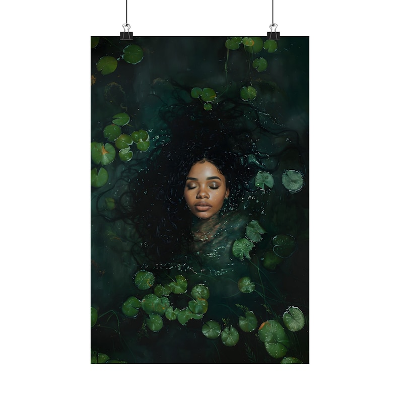 Black Queen Dark Academia Print, Goth Moody Victorian Wall Art, Dark Decor Aesthetic, Dark Cottagecore, black girl wall art painting image 10