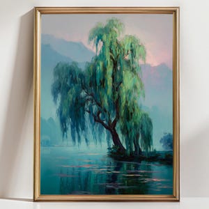 Serene Nature Wall Art Print -  Tranquil Willow Tree, Home Decor, Nature Lovers Gift, Botanical Art, Relaxing home decor