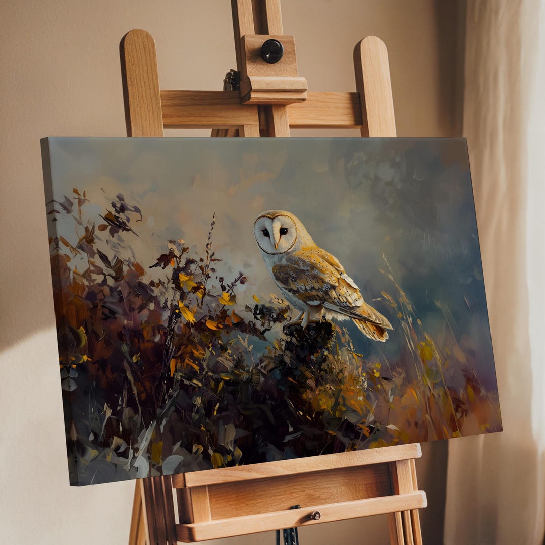 Barn Owl Wall Art – Autumn Wildlife Bird Canvas Print – Mystical Forest ...
