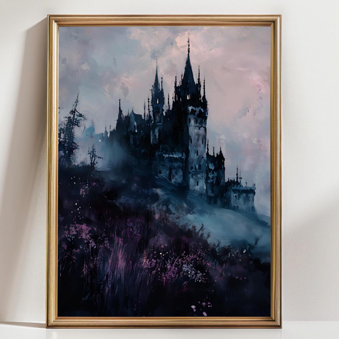 Mysterious Castle Art Poster, Gothic Wall Decor, Fantasy Room Decor ...