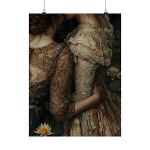 Novias, Estampado Dark Academia - El Lago, Arte mural gótico victoriano lésbico, Estética de decoración oscura, Estilo cottagecore oscuro, Estampados góticos imagen 7