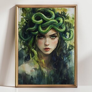 Medusa Snake Hair Art Print | Dark Mythological Woman Portrait | Fantasy Wall Decor | Greek Myth Goddess Illustration