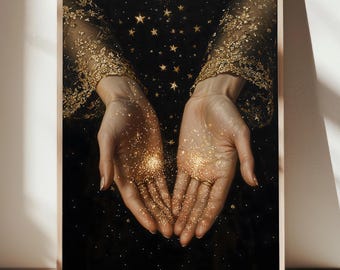 Stardust Moody Painting, Dark Academia Decor , Dark Cottagecore Art Print, Maximalist  Celestial Art, Witchy Goth Wall Art Victorian art