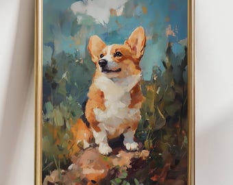 Corgi Wall Art Print – Pembroke Welsh Corgi Dog Painting – Colorful Pet Portrait – Dog Lover Gift – Modern Corgi Home Decor