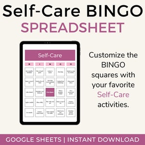 Self-Care Bingo Google Sheets Spreadsheet Template