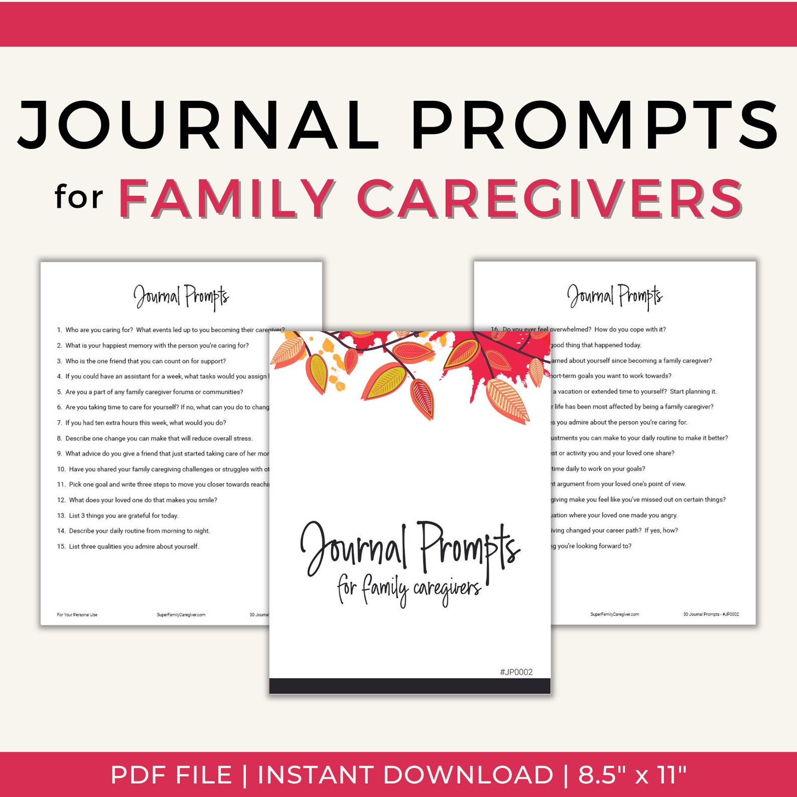 Caregiver Journal Prompts, 30 Self Care Writing Prompts Printable ...