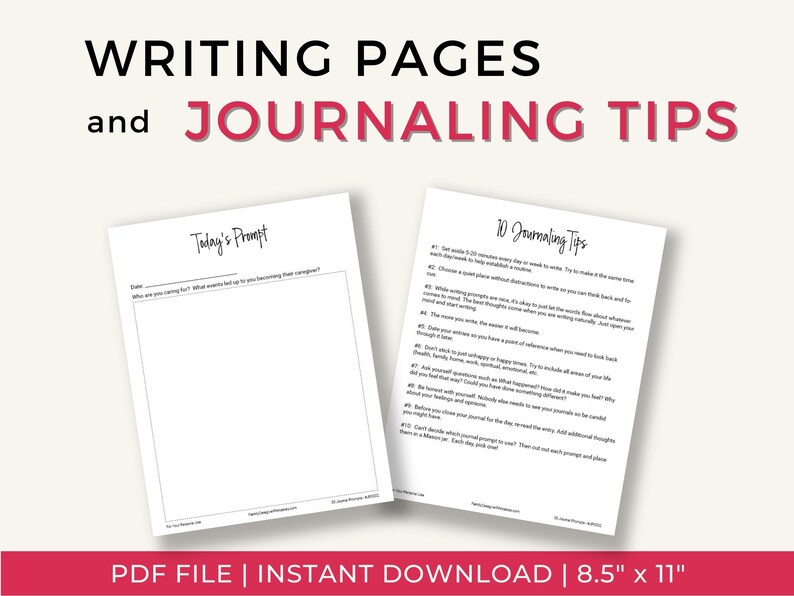 Caregiver Journal Prompts, 30 Self Care Writing Prompts Printable ...