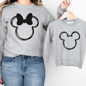 Minnie Mouse Sweatshirt Disney Mickey Cute Disney Sweatshirt Mickey and Minnie Matching Sweater Siblings Kids Youth Baby Sweatshirts M1009