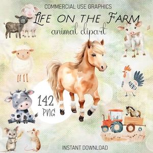 Farm Animals Clipart Mega Bundle – 142 PNGs – Cows, Sheep, Chickens & More – Digital Download