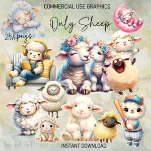 Cute Sheep Art Farm Animals Series, Sheep Clipart, Farm Animal, Whimsical Sheep, Cartoon Sheep Illustration, Nursery Art, Home Decor Art