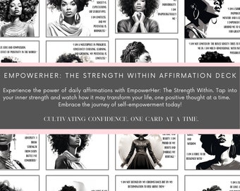 Cartes d'affirmation positive | Lot de 24 | Prendre soin de soi| Magie des filles noires | Cartes de vœux imprimables pour femme noire | Autonomisation de la femme|