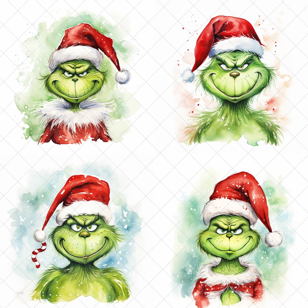 Grinch Clipart Christmas Style Watercolor Grinchmas Hd Image - Etsy