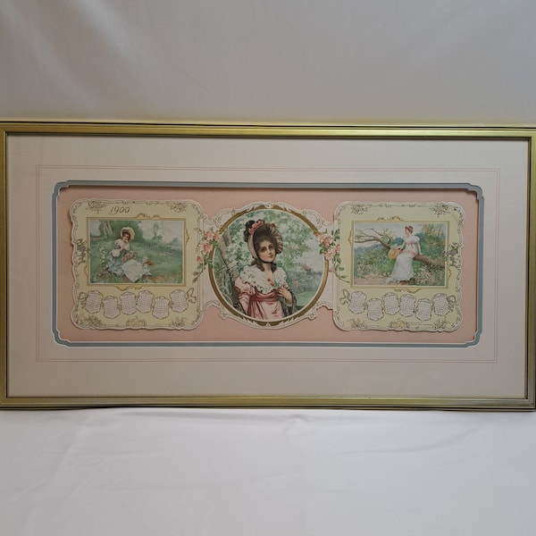 Antique 38.5"x20.5" The Youth's Companion Calendar for 1900 By Perry Mason & Co. Boston Massachusetts In A Gold Frame Collectible.