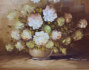 Robert Cox Still Life With Roses Oil on Canvas 31.5