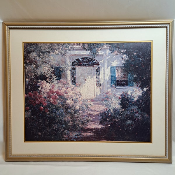 Antique 36.5"x31" Abbott Fuller Graves "Doorway And Garden" Painting Art Print In A Gold Frame No Glass Collectible.