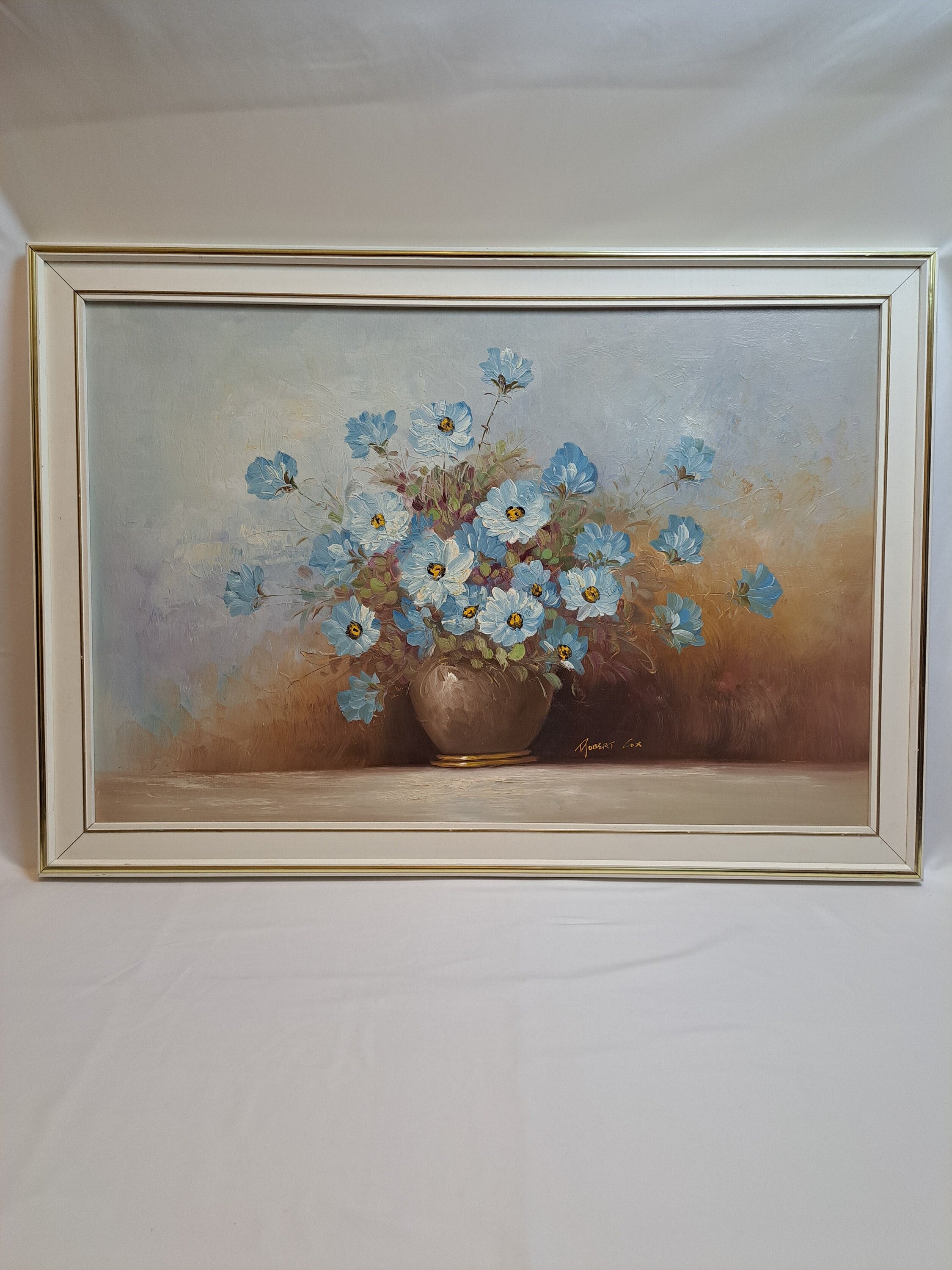 Robert Cox Blue and White Flowers Oil on Canvas 40.5