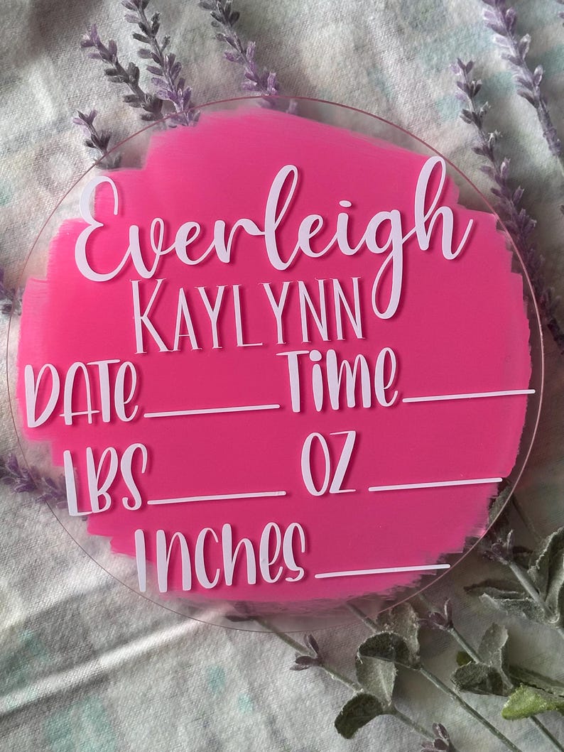 Acrylic Birth Announcement Sign | Baby Stat Sign | Newborn Name Plate ...