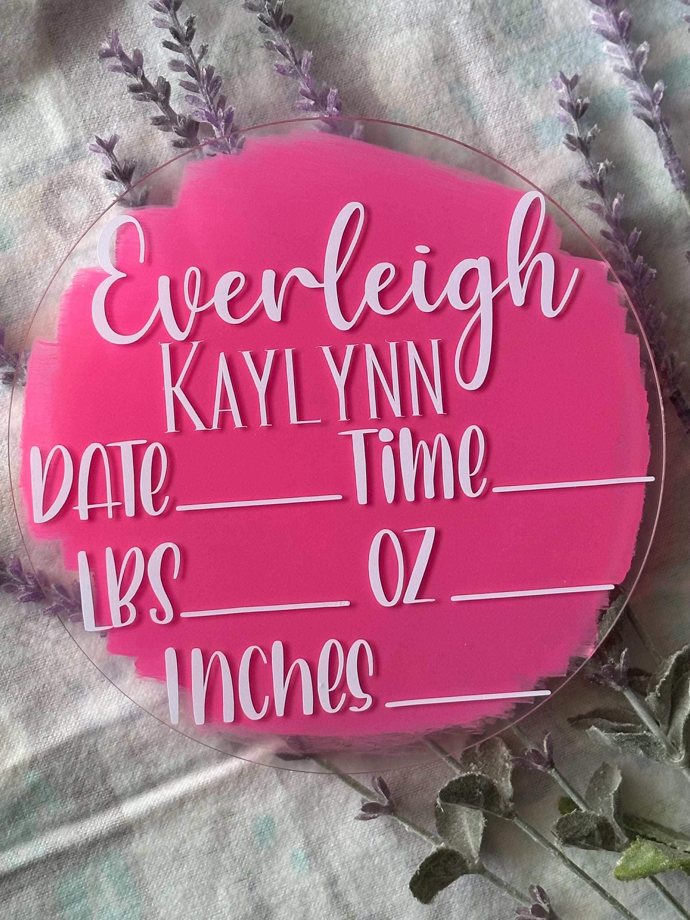 Acrylic Birth Announcement Sign | Baby Stat Sign | Newborn Name Plate ...