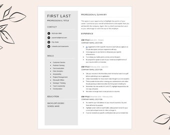 ATS Friendly Resume Template | Microsoft Word, Instant Download