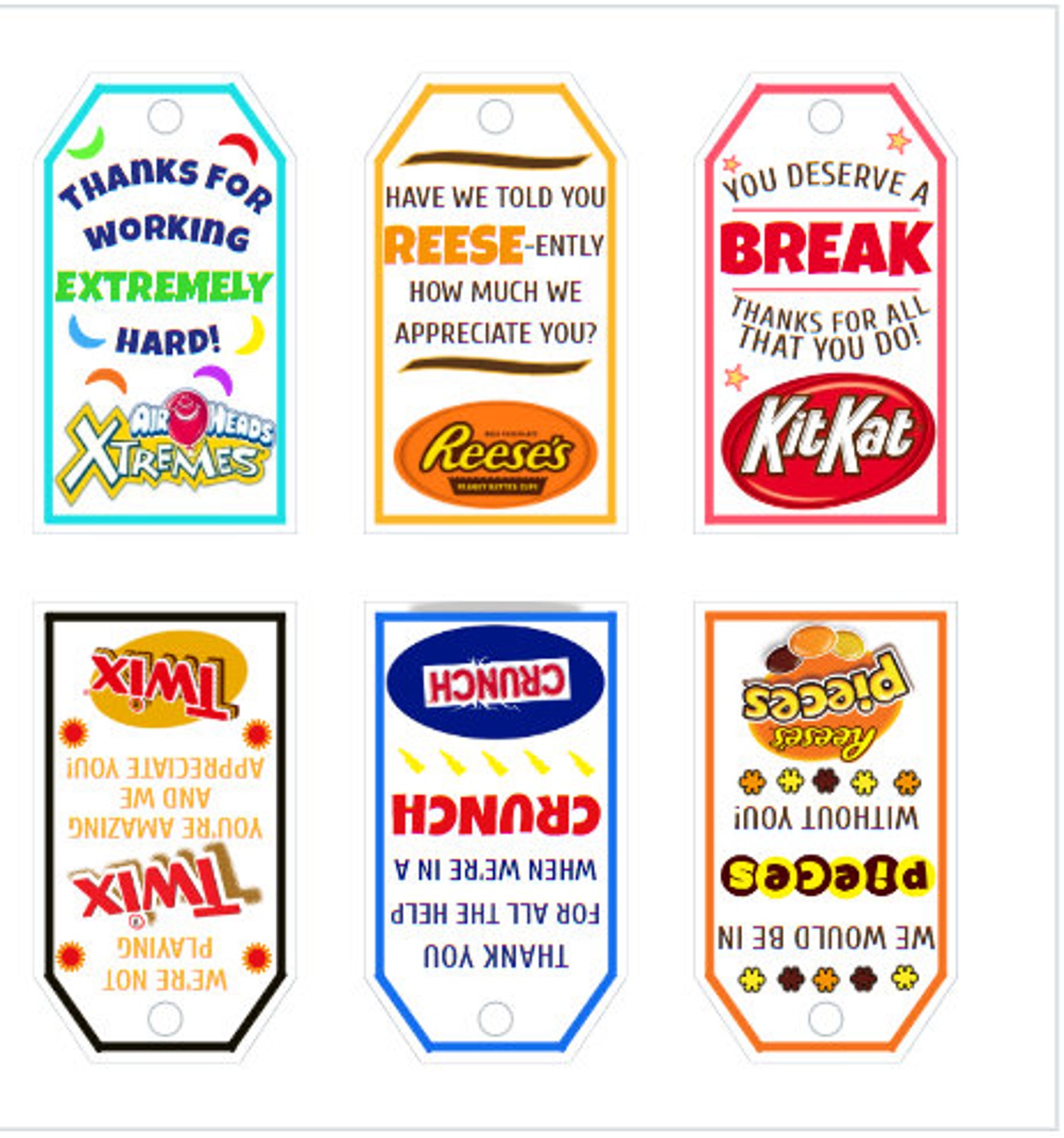 Employee Candy Bar Gift Tags, Employee Appreciation Tag Bundle Etsy