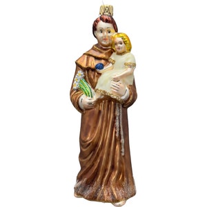Saint Anthony of Padua, Religious Christmas Tree Ornaments, Religious ornament for Christmas / holidays, Hand Painted and glittered