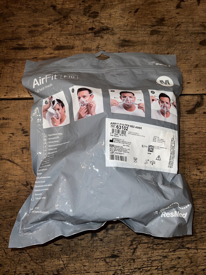 CPAP Resmed Airfit F10 Full Face Mask Size Medium REF 63102 Etsy