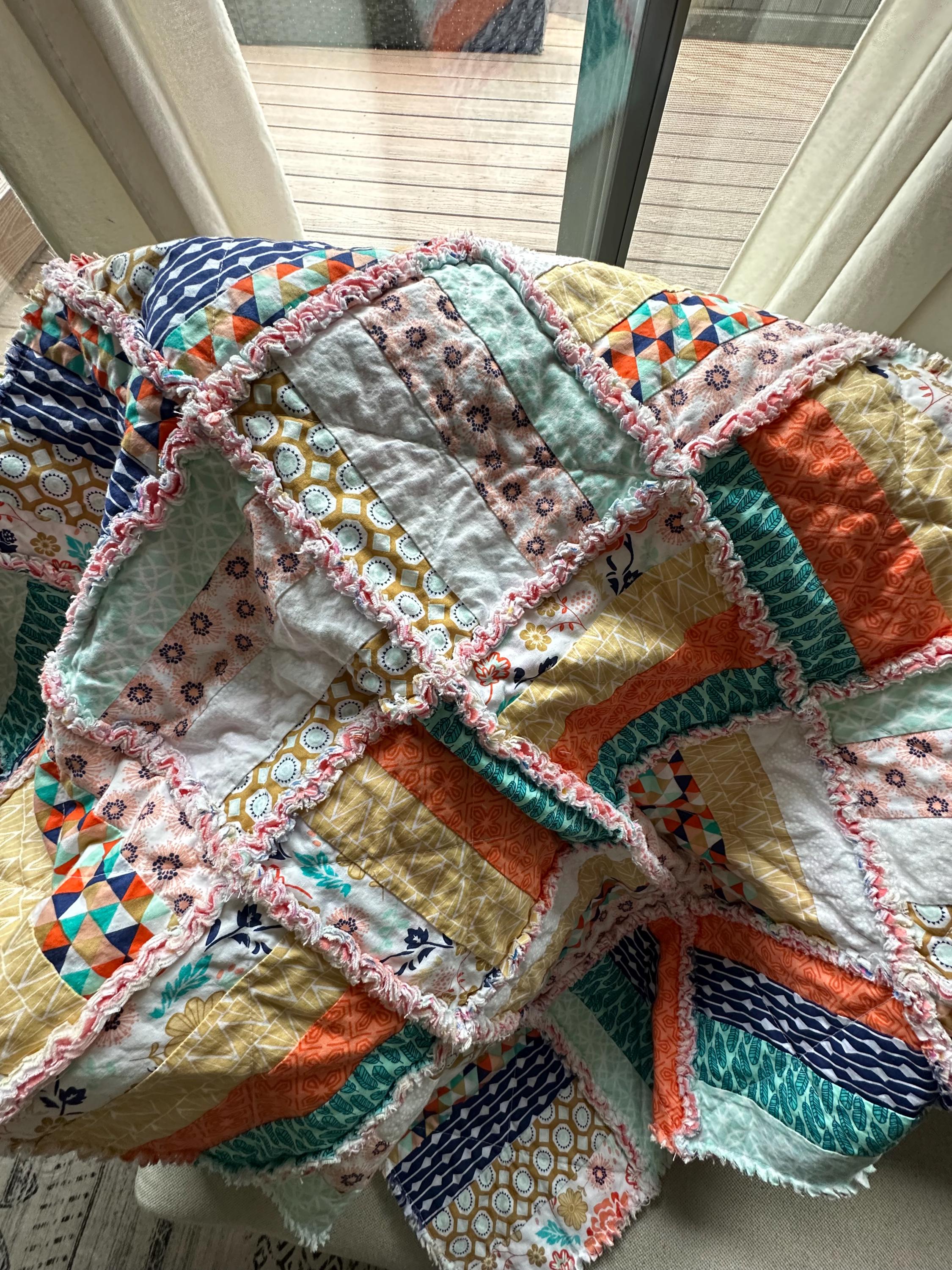 Boho Baby Rag Quilt | Handmade Fleece Blanket, Ruffled Edge - Etsy