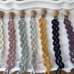 Crochet Pacifier Clip | Binky Clip | Macrame Inspired Pacifier Clip