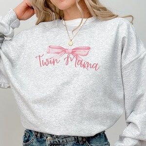 Coquette Twin Mama Sweatshirt: Mom of Twins Gift