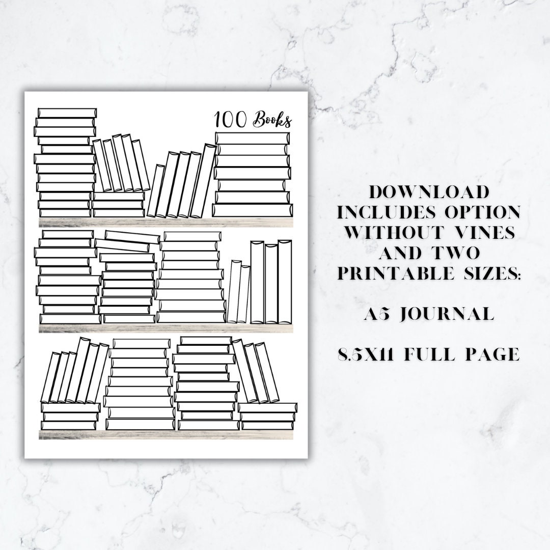 100 Books Tracker Printable: A5 Journal Reading Goal (PDF) - Etsy