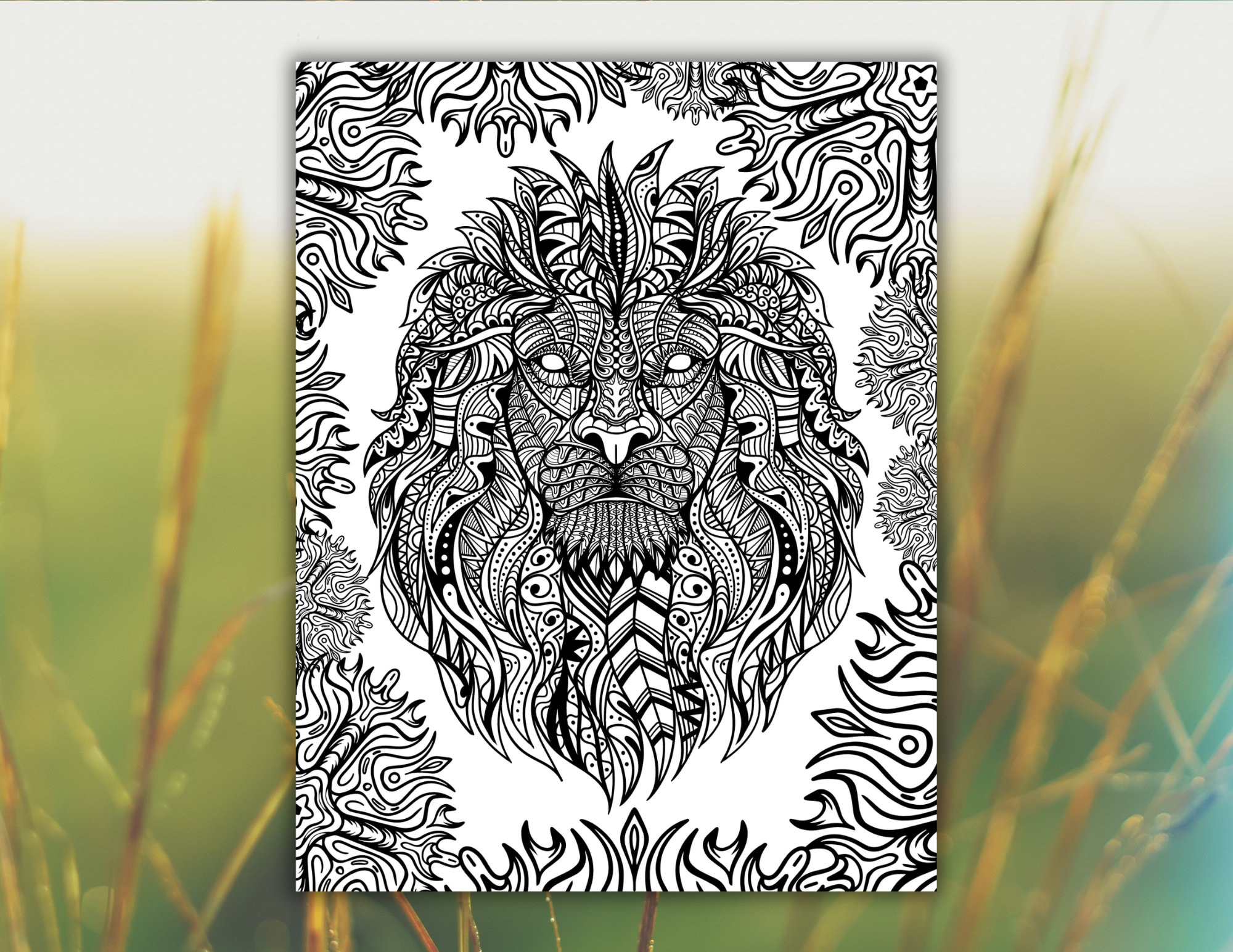 Lion Coloring Page Printable Coloring - Il Fullxfull.5126646724 G781 