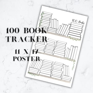 100 Buch Tracker Poster 11x17 druckbares Buch Ziel Poster 100 Buch Challenge Poster druckbares Buch Tracker Poster 100 Bücher druckbar