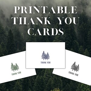 Carte de remerciement imprimable Carte de remerciement arbres Carte de remerciement verte imprimable Carte de remerciement bleue Carte de remerciement noire Carte de remerciement nature
