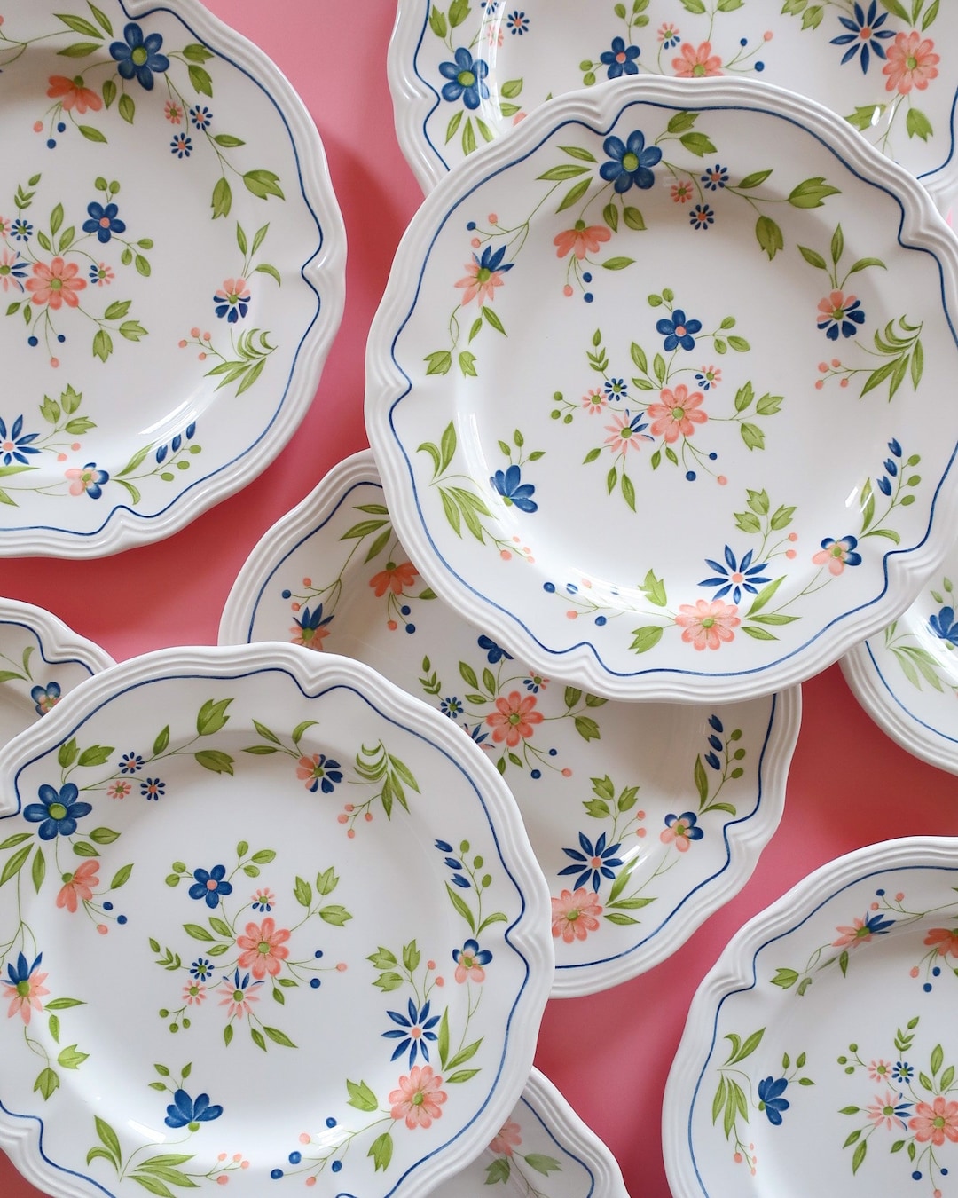 Vintage Floral Dinner Plates Country French Ironstone Set of - Etsy
