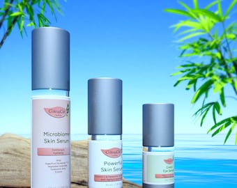 Hydrating Skin Serum Set: Microbiome, Vitamin C, Green Eye Serum