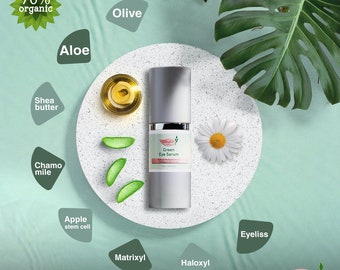 Biologisch Green Eye-serum: antirimpel en vermindering van donkere kringen (15 ml)
