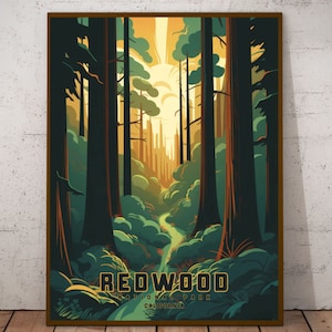 Redwood National Park Print I Redwood National Park Illustration I  Redwood National Park Vintage Poster I Retro Print