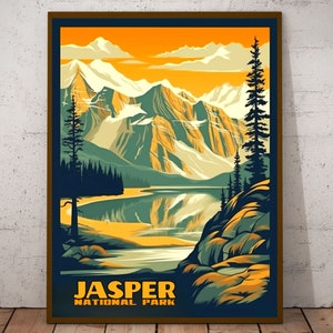 Vintage Inspired Jasper National Park Print I Jasper National Park Poster I Jasper Wall Art I Jasper, Alberta Art