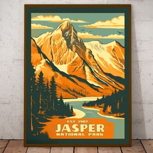 Retro Jasper National Park Print I Jasper National Park Poster I Jasper Wall Art I Jasper, Alberta Art