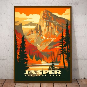 Retro Inspired Jasper National Park Print I Jasper National Park Poster I Jasper Wall Art I Jasper, Alberta Art