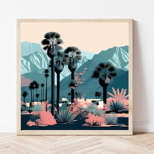 Palm Springs Mountain Print I Vintage Inspired Palm Springs I Palm Trees I Mid Century Modern I Palm Springs Landscape