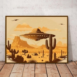 UFO in Roswell #2 I Mid Century Modern/Atomic Age Inspired Wall Print.