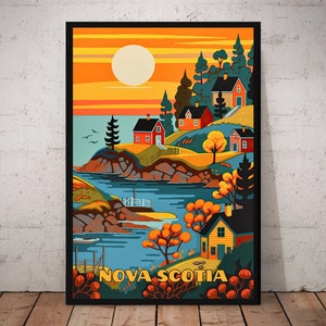 Nova Scotia Print I Nova Scotia Canada Print I Vintage Nova Scotia Print I Retro Style Travel Poster I Canada Wall Art