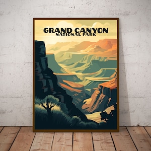 Grand Canyon National Park | Arizona Sunset I Grand Canyon National Park Poster | Grand Canyon Wall Art Print I Vintage Poster Style