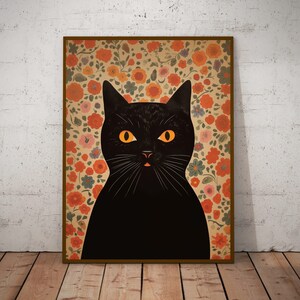 Cat Print, Cat Art, Cat Decor,Mid Century Cat,Black Cat print,Cat Lover Gift,Funny Cat Art,Cat Poster, Modern,Cat Poster,Black Cat
