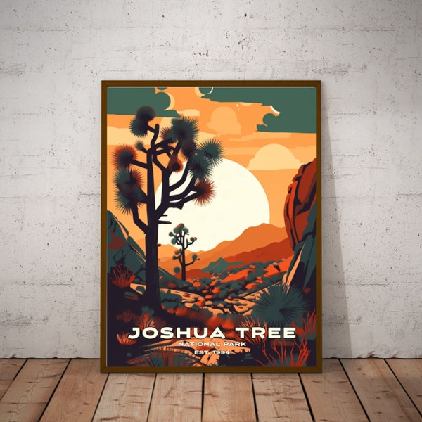 Joshua Tree National Park Print,National Park Poster,California Print,Joshua Tree Print,Mid Century Modern Wall Art,Travel Poster,Vintage